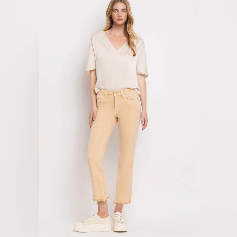 VERVET-sun beige mid rise straight jeans-size 25. Great condition